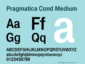 Pragmatica Cond Medium Version 2.000 Font Sample