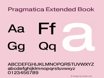 Pragmatica Extended Book Version 2.000 Font Sample