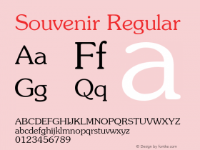 Souvenir Regular 3.1 Font Sample