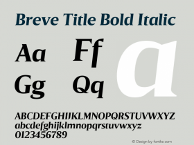 Breve Title Bold Italic Version 1.001;PS 001.001;hotconv 1.0.70;makeotf.lib2.5.58329图片样张