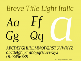 Breve Title Light Italic Version 1.001;PS 001.001;hotconv 1.0.70;makeotf.lib2.5.58329图片样张