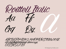 Roittell Italic Version 1.00;February 22, 2021;FontCreator 13.0.0.2683 64-bit图片样张
