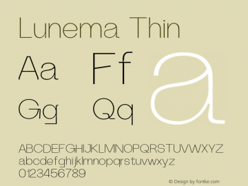 Lunema Thin Version 1.000;FEAKit 1.0 Font Sample