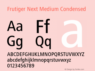 Frutiger Next Medium Condensed Version 1.02 Font Sample