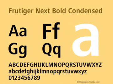 Frutiger Next Bold Condensed Version 1.02 Font Sample