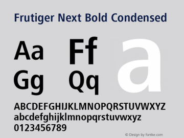 Frutiger Next Bold Condensed Version 1.02 Font Sample