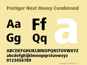 Frutiger Next Heavy Condensed Version 1.02 Font Sample
