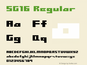 SG16 Regular Macromedia Fontographer 4.1J 4/13/02 Font Sample