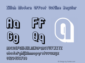 Zillah Modern Offset Outline Regular 0.9 Font Sample