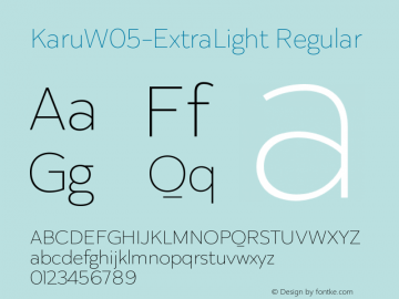 Karu W05 ExtraLight Version 1.00 Font Sample