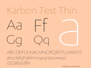 Karbon-ThinTest Version 1.005;PS 1.000;hotconv 16.6.54;makeotf.lib2.5.65590;0 Font Sample