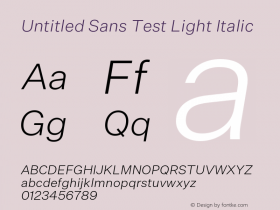 UntitledSans-LightItalicTest Version 1.000;PS 1.0;hotconv 16.6.51;makeotf.lib2.5.65220;0 Font Sample