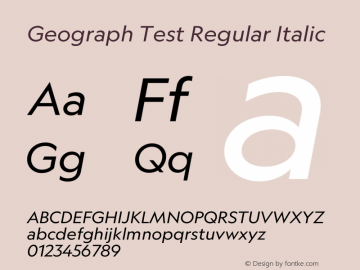 Geograph-RegularItalicTest Version 1.006;hotconv 1.0.113;makeotfexe 2.5.65598;0 Font Sample