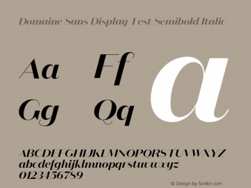 DomaineSansDisplay-SmBItalicTest Version 1.005;PS 1.000;hotconv 16.6.54;makeotf.lib2.5.65590;0 Font Sample