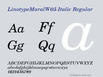 Linotype Maral W05 Italic Version 1.00图片样张