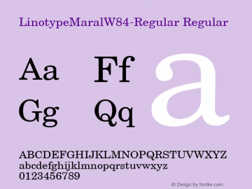 Linotype Maral W84  Regular Version 1.01 Font Sample