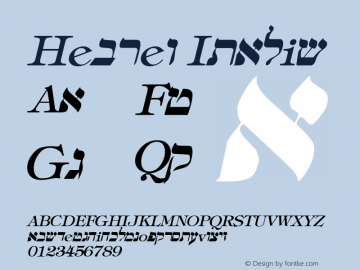 Hebrew Italic Altsys Metamorphosis:4/16/92 Font Sample