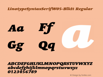 Linotype Syntax Serif W05 BlkIt Version 1.10 Font Sample