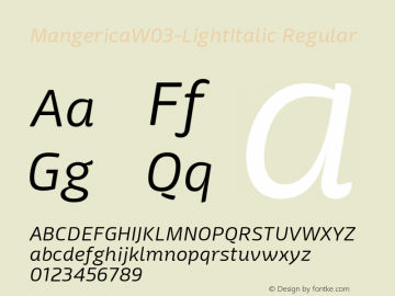 Mangerica W03 Light Italic Version 1.001图片样张