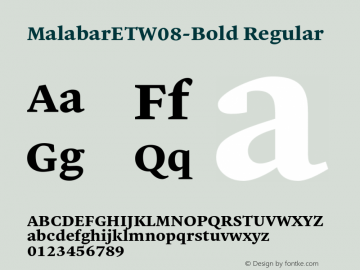 Malabar ET W08 Bold Version 1.1 Font Sample