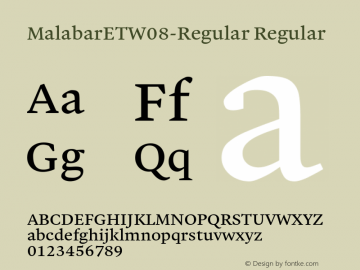 Malabar ET W08 Regular Version 1.1 Font Sample