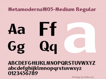 Metamoderna W05 Medium Version 2.10 Font Sample