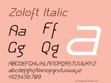 Zoloft Italic Version 001.000 Font Sample