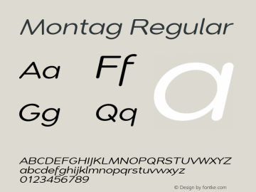 Montag W05 Oblique Version 1.000 2006 initial release Font Sample