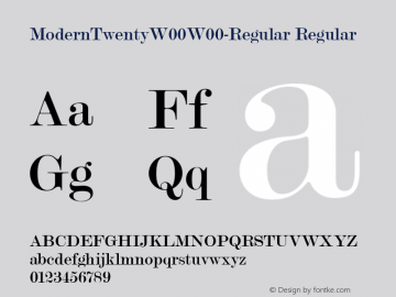 Modern Twenty W00 W00 Regular Version 1.10 Font Sample