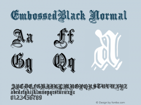 EmbossedBlack Normal 1.000 Font Sample