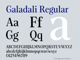 Galadali Regular Version 0.001;hotconv 1.0.109;makeotfexe 2.5.65596图片样张