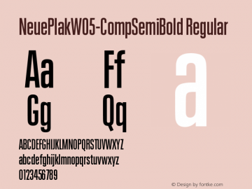 Neue Plak W05 Comp SemiBold Version 1.00 Font Sample