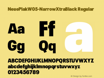 Neue Plak W05 Narrow ExtraBlack Version 1.00 Font Sample