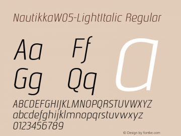 Nautikka W05 Light Italic Version 1.00 Font Sample
