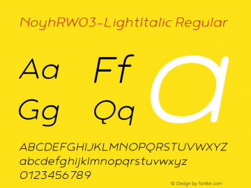 Noyh R W03 Light Italic Version 1.00 Font Sample