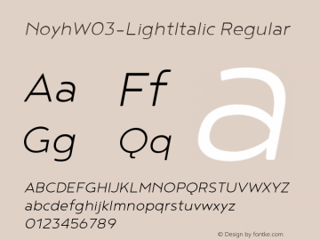 Noyh W03 Light Italic Version 1.00 Font Sample