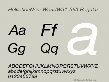 HelveticaNeueWorldW31-56It Font,Helvetica Neue World W31 56 It Font ...