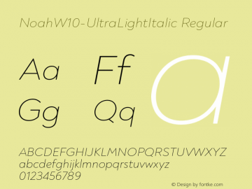 Noah W10 UltraLight Italic Version 1.00图片样张