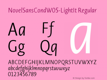 Novel SansCond W05 Light Italic Version 1.00 Font Sample