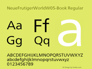 Neue Frutiger World W05 Book Version 1.00 Font Sample