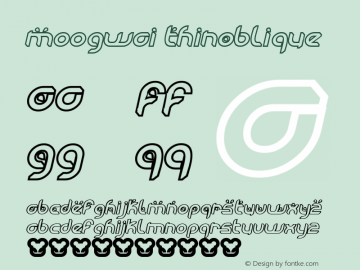Moogwai ThinOblique Macromedia Fontographer 4.1.5 6/3/02 Font Sample