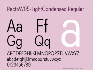 Recta W05 Light Condensed Version 1.00 Font Sample