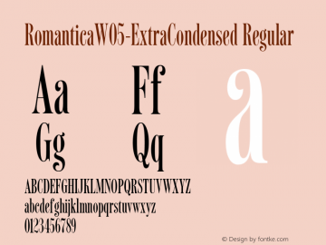 Romantica W05 Extra Condensed Version 2.00 Font Sample