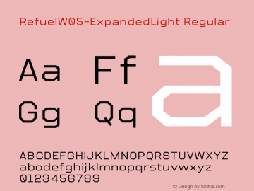 Refuel W05 Expanded Light Version 1.00 Font Sample