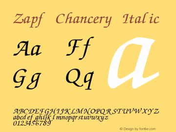 Zapf Chancery Italic 001.007 Font Sample