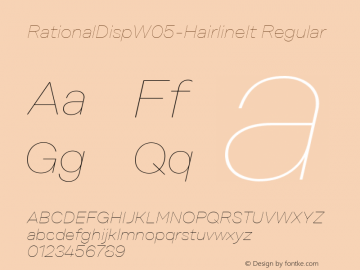 Rational Disp W05 Hairline It Version 1.00 Font Sample