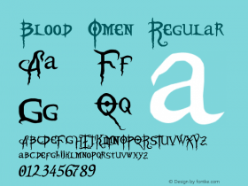 Blood Omen Regular May 13, 2002 Font Sample