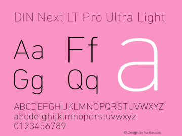 DIN Next LT Pro UltraLight Version 1.20 Font Sample