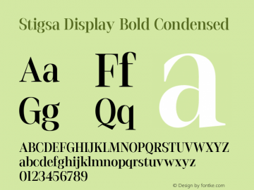 StigsaDisplay-BoldCondensed Version 1.000 Font Sample