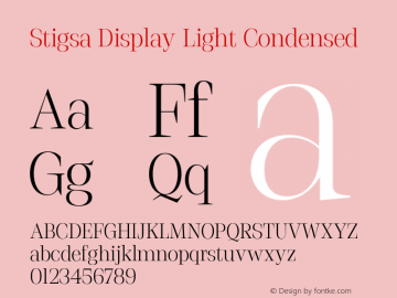 StigsaDisplay-LightCondensed Version 1.000 Font Sample